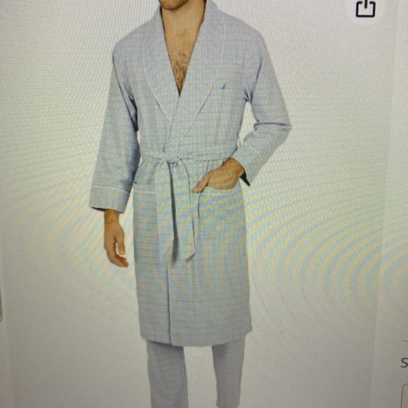 Men’s Nautica Long Sleeve Lightweight Cotton Woven Robe - Picture 6 of 8